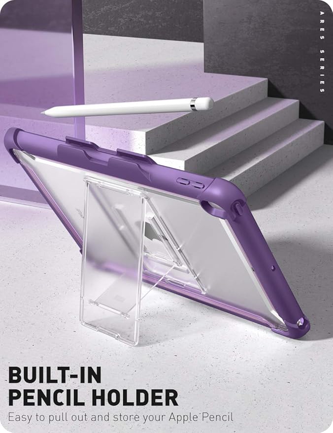 i-Blason Ares Case for New iPad 9th/8th/7th Generation iPad 10.2 2021/2020/2019 Case Full-Body Kickstand with Built-in Screen Protector Cover with Pencil Holder (Purple)