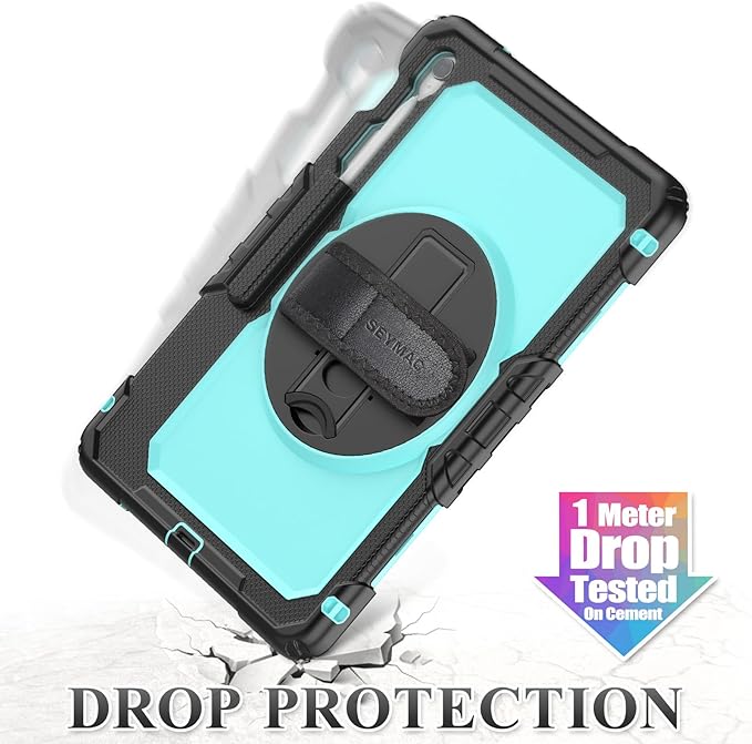SEYMAC stock Case for Samsung Galaxy Tab S10 FE+ Plus 5G Tablet Case 13.1'' Protective with Screen Protector Pen Holder 360 Rotate Stand Hand Strap Shoulder Strap SkyBlue1