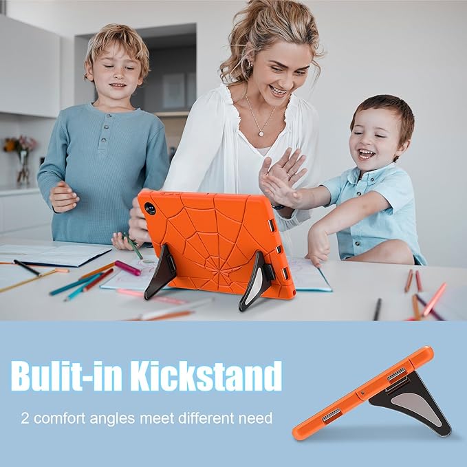 Compatible with Samsung Galaxy Tab A8 10.5 X200/X205(2021) Tablet CaseLightweight Shockproof Rugged Protective Cover with Kickstand for Kids Children Boys Babies Orange Black