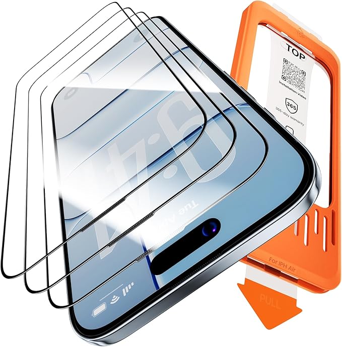 3-Pack for iPhone Air Screen Protector HD Clear 9H Hardness Easy Install Frame Bubble Free Impact &amp Shatter Protection Case-Friendly