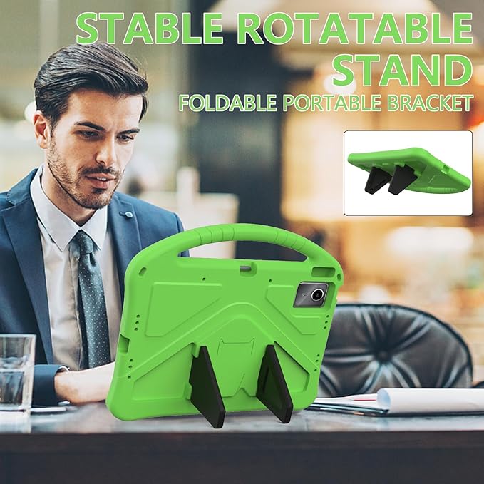Compatible with Lenovo Idea Tab Plus 12.1 Inch 2025 TB-365FC Case for Kids - Durable Lightweight EVA Shockproof Protective Handle Stand Cover (Green)