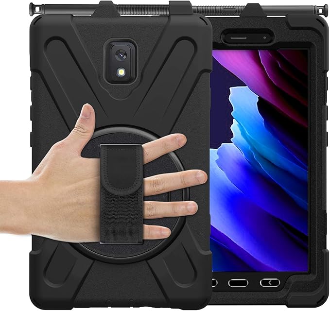 Case for Samsung Galaxy Tab Active 3 8 T570 T575 T577 Heavy Duty Shockproof Rugged 3 Layer Kids Durable Case with 360 Swivel Kickstand Shoulder Strap &amp Hand Strap