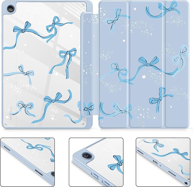 Tuiklol for Samsung Galaxy Tab A9+ Tablet 11” / A9+ Plus 2024 2023Buit-in S-Pen Holder with Clear Protective Cover Transparent Back Shell Auto Wake/Sleep Samsung Tab A9 Plus CoverBow-Blue