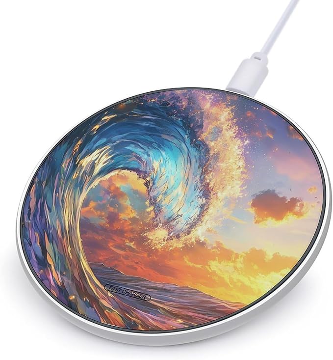 Ocean Wave Wireless Charger Anti-Slip Wireless Charging Pad Slim Charger Mat for Men Women