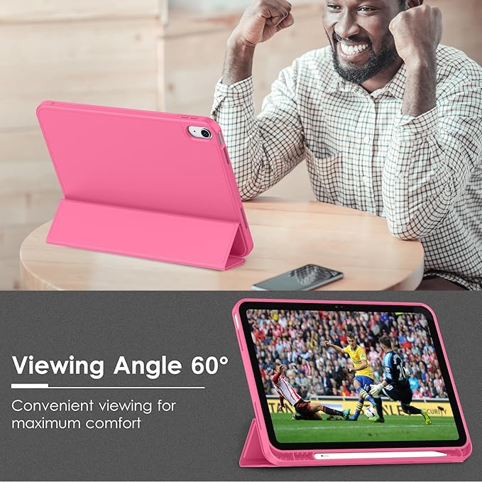 Case for iPad (A16) 11 Inch 2025/iPad 10th Generation 10.9 Inch 2022 Slim Trifold Stand Protective Cover with Pencil Holder and Soft TPU BackSupport Auto Sleep/Wake (Watermelon)