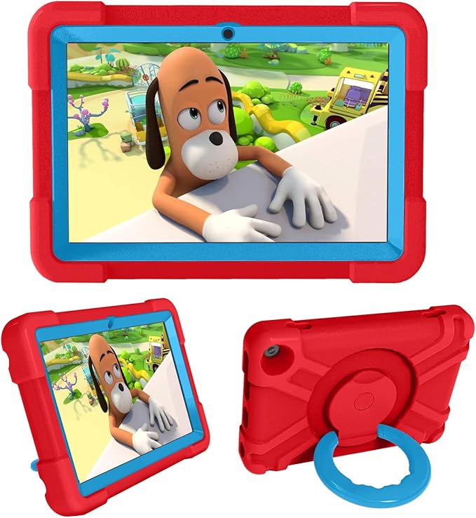 Compatible with Amazon Fire HD 8 2020/2022 Tablet Case Tablet CaseRugged Kids Case with Stand Lightweight Shockproof Kids Friendly Tablet Cover Red+Blue
