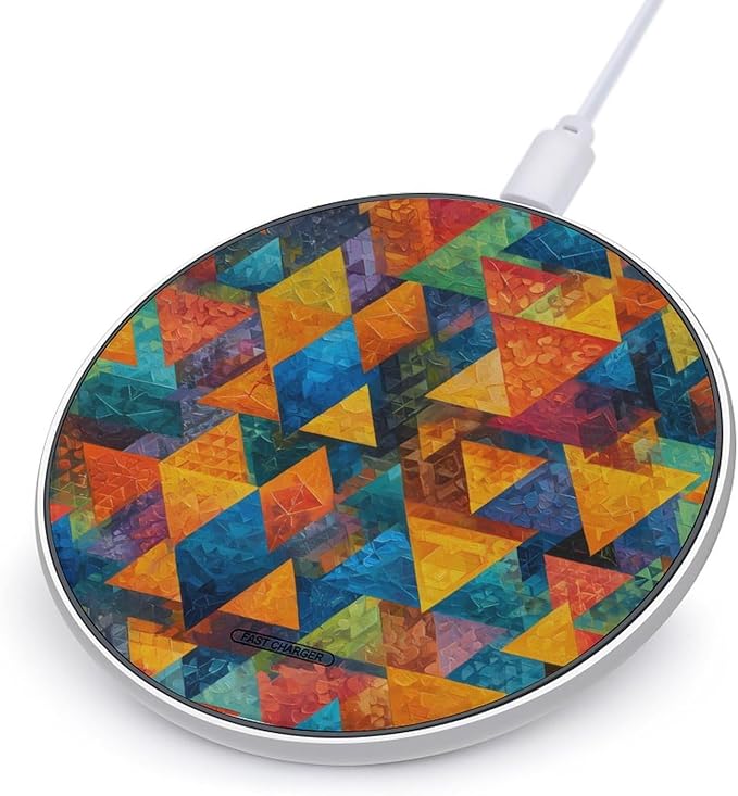 Colorful Triangles Geometry Phone Charger Magnetic Charging Pad Anti-Slip with USB Cable
