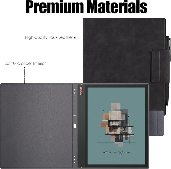 BOZHUORUI Magnetic Case for Boox Note Air 5 C Tablet ePaper (10.32025 Released) | Pen Buckle Design | with Auto Sleep/Wake | Thin &amp Light | PU Leather Cover (Rock Black)