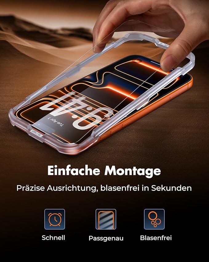 UNBREAKcable iPhone 17 Pro Screen Protector 3-Pack with Camera Protection | 9H Hardness | HD Clarity | Anti-Fingerprint | Case Friendly | 6.3 Inch | 3 Tempered Glass + 3 Camera Lens Protectors