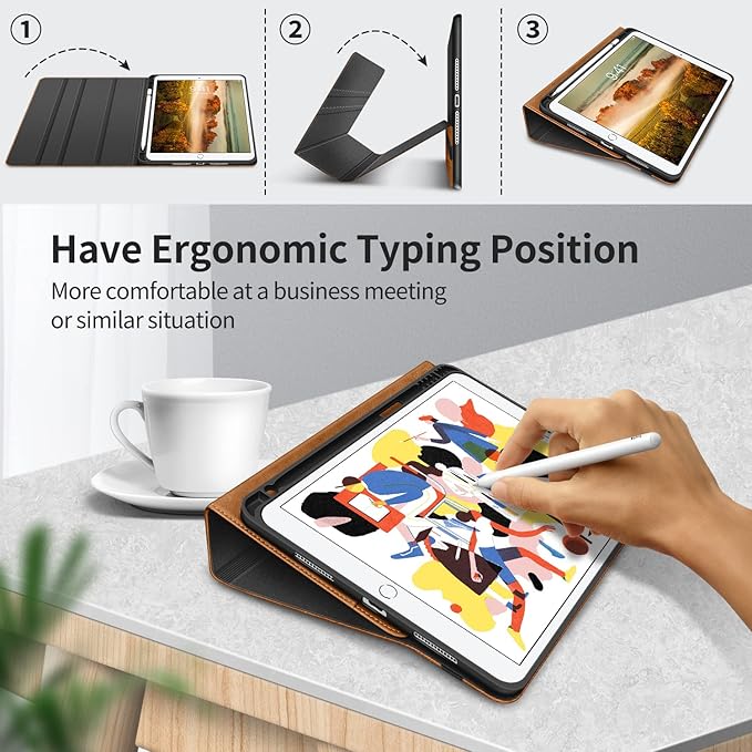 H HOLIMET Case for iPad Air 3rd Generation/iPad Pro 10.5 inch with Pencil Holder Soft TPU Stand Smart Cover Auto Wake/Sleep Stand for 10.5 iPad Air 3 2019 / iPad Pro 2017 (Brown)
