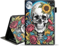 Case for Amazon Fire HD 10/HD 10 Plus Tablet 10.1 (13th/11th Generation 2023/2021 Release) Slim PU Leather Cover with Card Slot &amp Auto Wake/Sleep Skull Flower