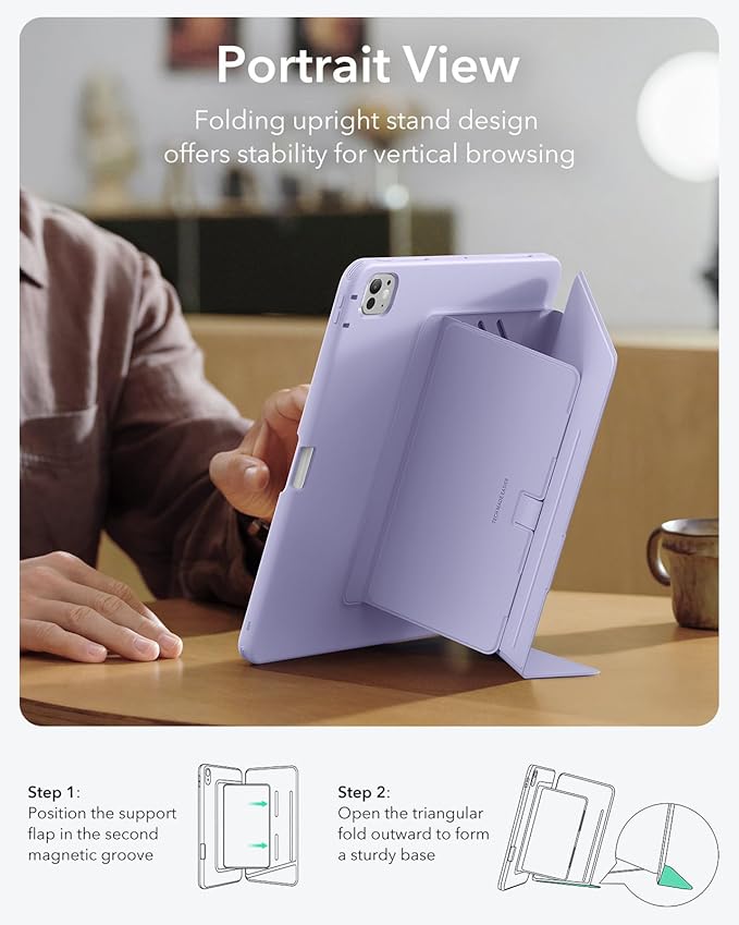 ESR for iPad Pro 11 Inch Case (M5/M4) 2025/2024 Vertical Stand Cover Multi Stand Angles Ultra-Stable Case with Pencil Holder Flip Series Purple