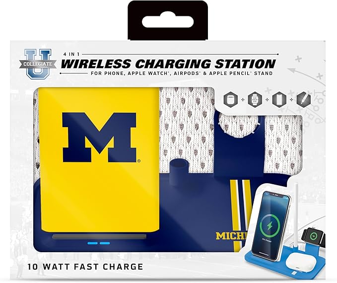 SOAR NCAA 4-in-1 Wireless Charging Docking Station: Fast Charge for iPhone Apple Watch Air Pods &amp Apple Pencil