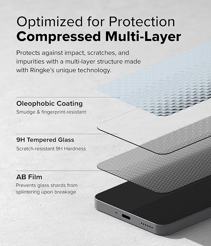 Ringke Easy Slide [Super Easy to Install] Compatible with Nothing Phone 3a / 3a Pro Screen Protector Case Friendly 9H Hardness Tempered Glass with Simple installation Tool - 2 Pack