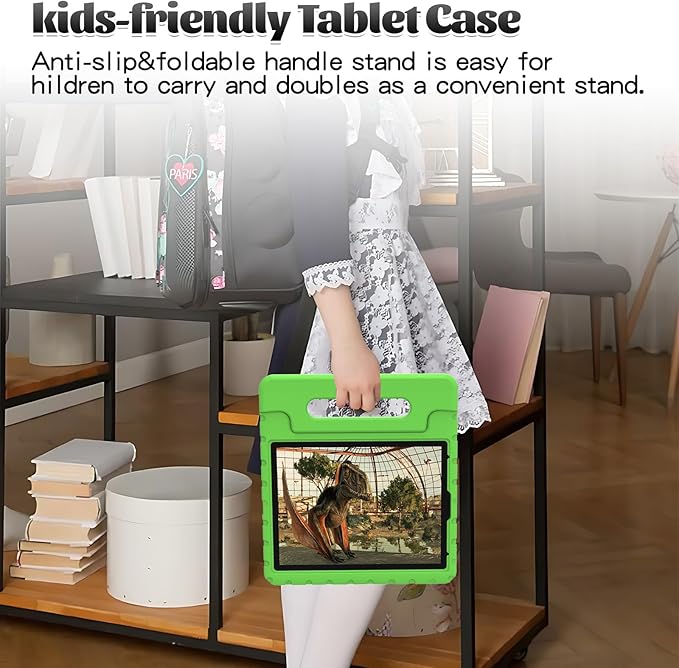 for iPad Pro 12.9 Case 3rd/4th/5th/6th Generation Kids Proof EVA Super Protection Cover for iPad Pro 12.9-inch 2022/2021/2020/2018 with Pencil Holder &amp Handle Stand Green