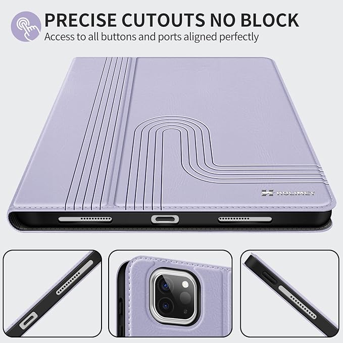 H HOLIMET Case for iPad Pro 12.9 2022 6th/5th/4th/3rd Generation 2021 2020 2018 Shockproof Folio Cover with Pencil Holder Auto Sleep Vegan Leather Purple