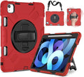 TNP Protective Case for iPad Air 5th 4th Gen 10.9 inch and iPad Pro 11 Inch 4th 3rd 2nd Generation (2022 2021 2020 2018) with Pencil Holder Handle Adjustable Stand &amp Shoulder Strap Red