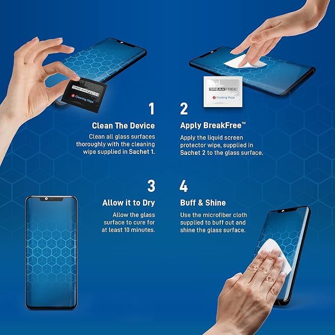BREAK FREE Liquid Glass Screen Protector With $250 Coverage | Wipe On Scratch and Shatter Resistant Nano Protection for All Phones Tablets and Smart Watches - Universal Compatibility