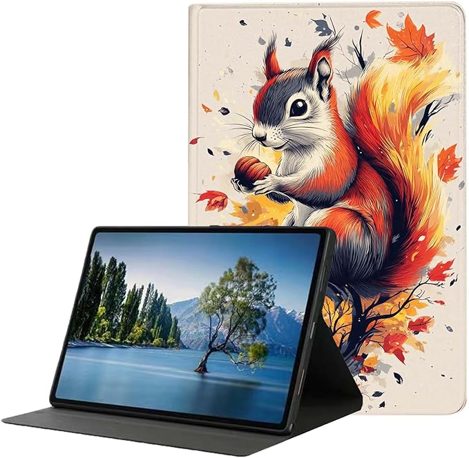 Case for Samsung Galaxy Tab A11 Plus/A9 Plus 11 Inch 2025/2023 CaseSlim Lightweight PU Leather Cover with Auto Wake/SleepAdjustable Viewing Angles.Maple Leaf Squirrel