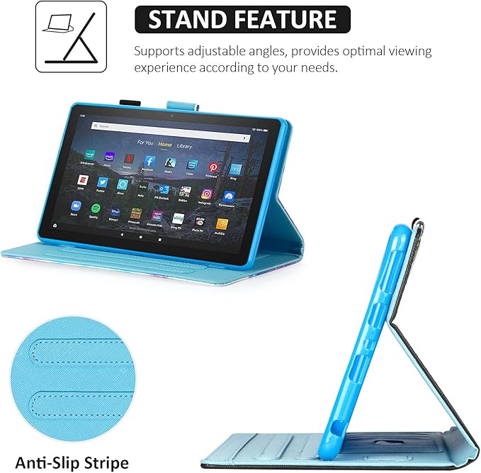 Dteck Case for All-New Fire HD 10 &amp HD 10 Plus Tablet (2021 Release 11th Generation) - Multi-Angle Folio Stand Premium Embossed Leather Protective Smart Cover with Auto Wake Sleep Gold Butterfly