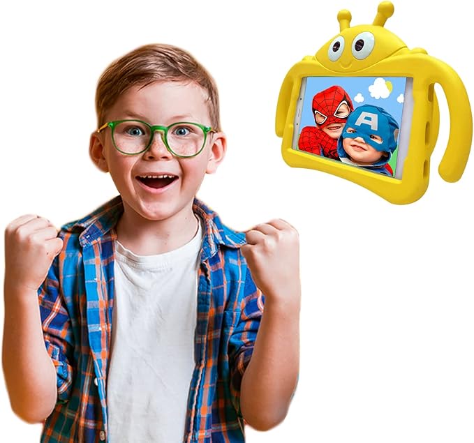 for Alcatel Joy Tab 2 Case for Kids Children Friendly Shockproof Protective Stand Handle Cover for Joy Tab 2 Case Alcatel 2020 8 Tablet (Model: 9032Z) for Boys Girls Cute Ladybug - Yellow