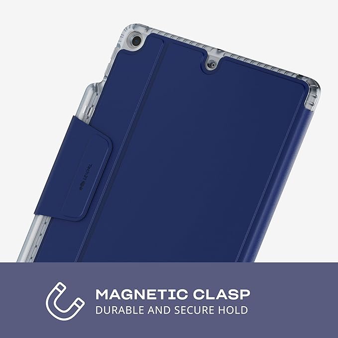 Tech21 EvoFolio case for iPad 7th/8th/9th Gen - Impact Protection iPad case with Multi-Angle Viewing Wake/Sleep Cover - Blue