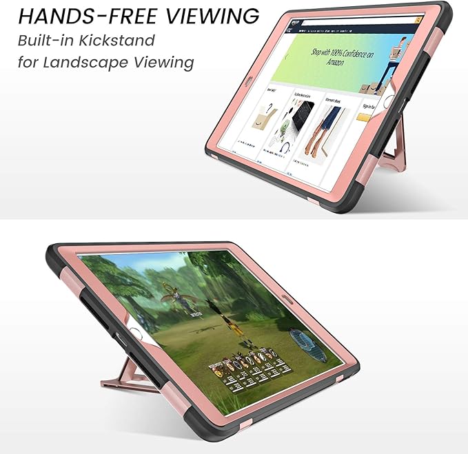 BENTOBEN case for iPad 9th / 8th/ 7th Generation 10.2 ( 2021/2020/2019) Glitter Sparkly 3 Layers Shockproof Kickstand Protective Tablet Cover Rose Gold