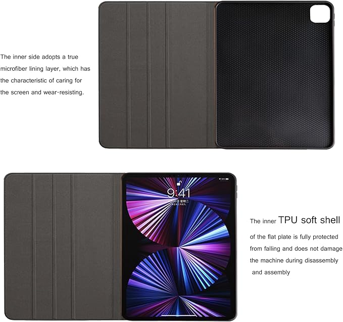 for Ipad Case 9.7-inch 5th/6th Gen 2017/2018 and Air 1st/2nd Generation 2013/2014 Genuine Leather Cover Protective ShellAuto Wake/Sleep.Black