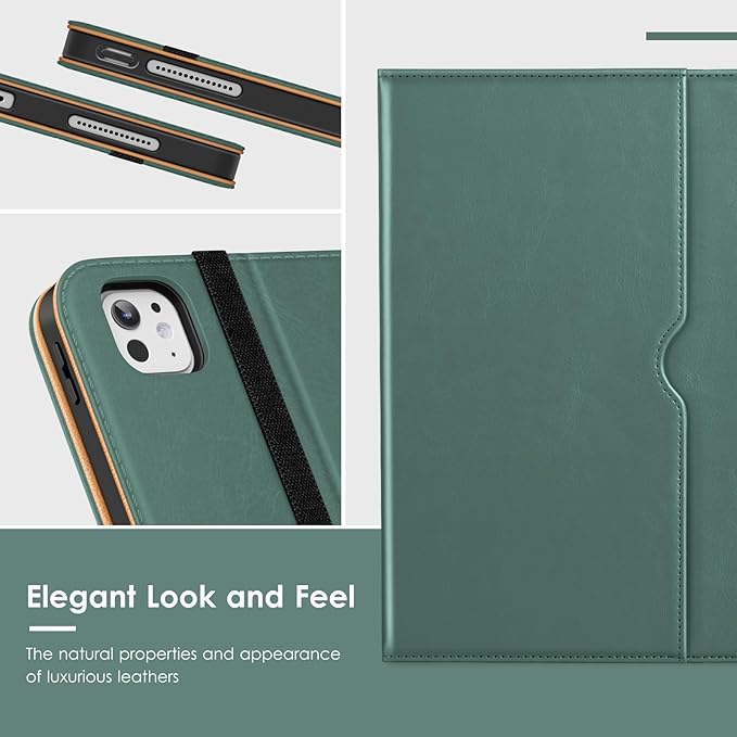VIKESI Case for iPad Pro 13-inch M5 or M4 Released in 2025 or 2024 Leather Stand Cover with Apple Pencil Holder Auto Wake/Sleep Multiple Viewing Angles Built in Hand Strap &amp PocketMidnight Gr