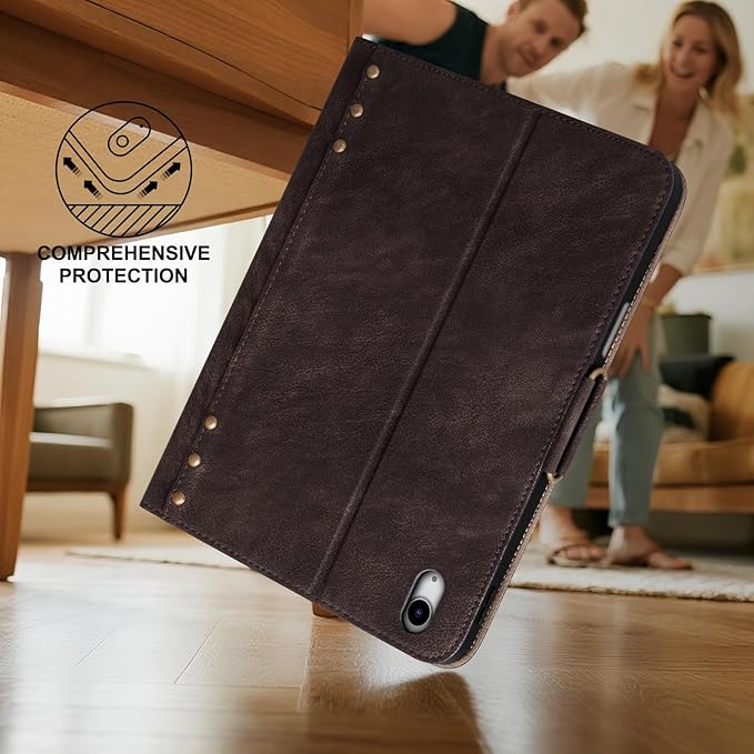 Case for iPad (A16) 11th Gen. 11 Inch 2025 iPad 10th Gen. 10.9 Inch 2022Protective Cover with Pencil HolderMagnetic ClosureAuto Sleep/WakeAnti-ScratchDark Brown