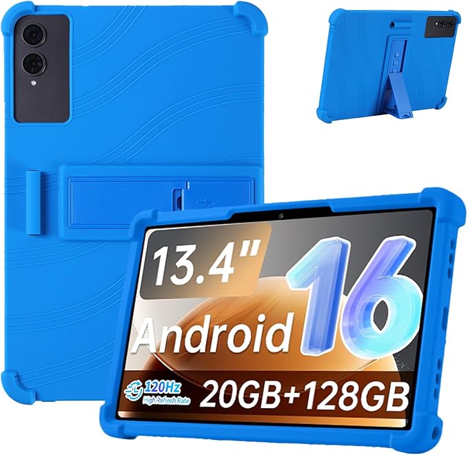 Case for TECLAST T65 13.4-Inch Tablet – Shockproof Silicone Protective Cover with Kickstand Drop-Resistant Business Style (Blue)
