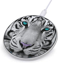Tiger with Teal Eyes Wireless Charger Fast Wireless Charging Pad with USB Cable 10W Anti-Slip Magnetic Wireless Charger Portable Slim Charger Puck Travel Charging Station
