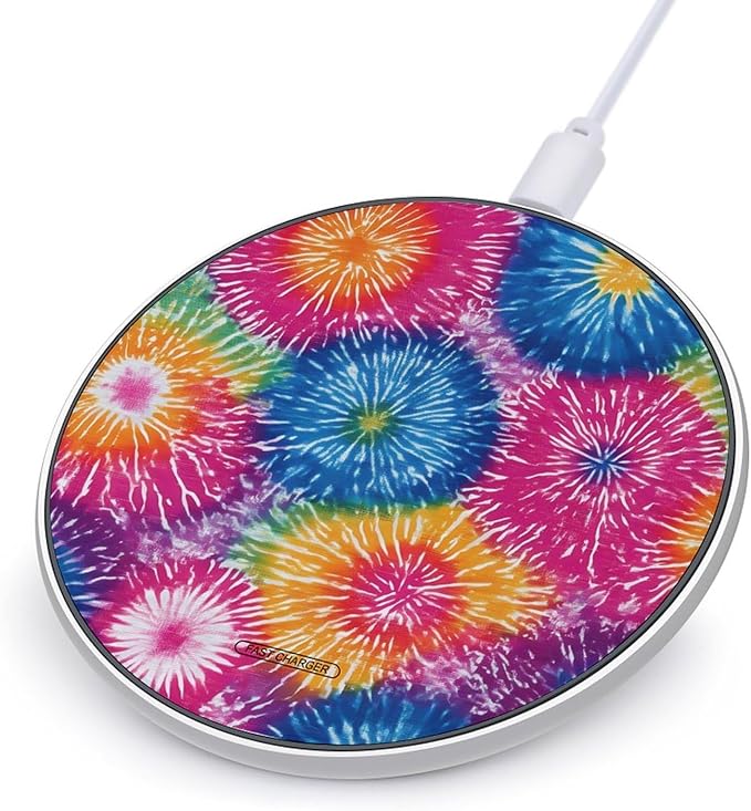 Circular Tie-Dye Fireworks Phone Charger Magnetic Charging Pad Anti-Slip with USB Cable