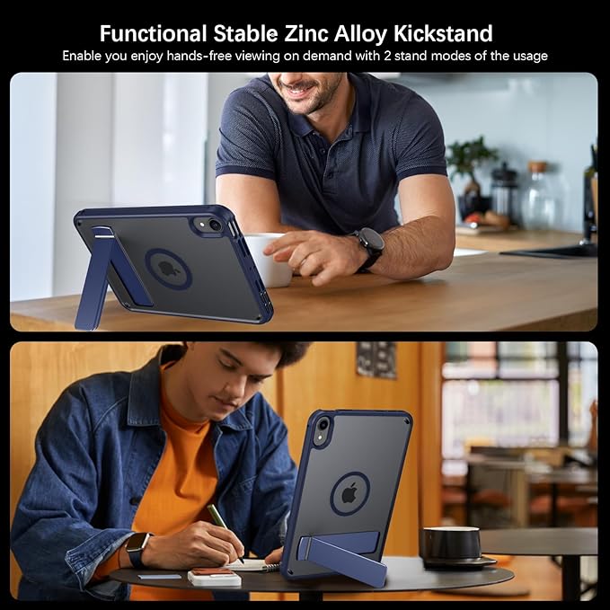 Telaso for iPad mini 7 A17 Pro 2024/iPad Mini 6 2021 Case iPad mini 7th/6th Gen Magnetic Case with Invisible Portrait/Landscape Stand Translucent Matte Back Soft TPU Bumper Cover Navy Blue