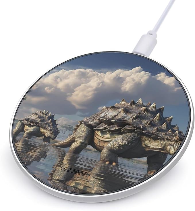 Ankylosaurus Dinosaur Fast Portable Charger 10W Funny Graphic Phone Charging Pad with USB Cable