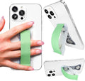 LOVEHANDLE PRO Premium Phone Grip - Silicone Phone Strap - Magnetic Phone Mount and Kickstand for Smartphone and Tablet - Fern Green Silicone on Clear Base