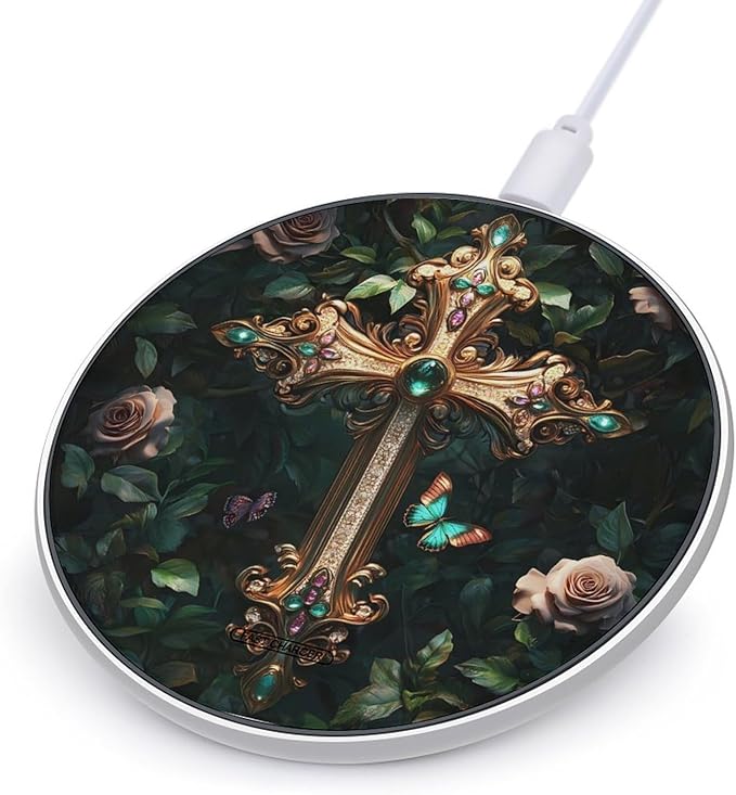 Crosses Religious Christ Wireless Charger Anti-Slip Wireless Charging Pad Slim Charger Mat for Men Women