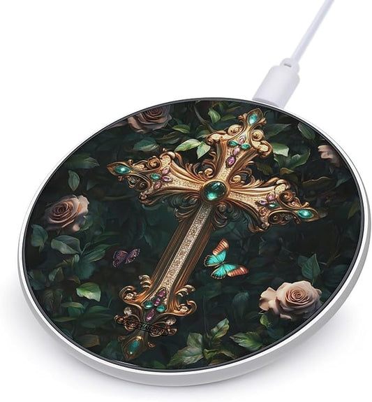 Crosses Religious Christ Wireless Charger Anti-Slip Wireless Charging Pad Slim Charger Mat for Men Women