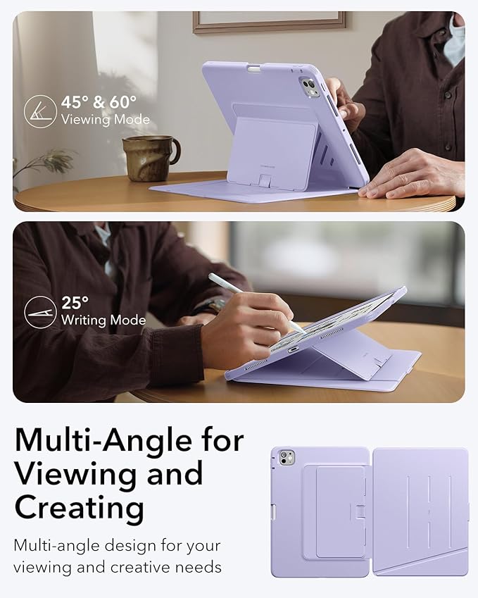 ESR for iPad Pro 11 Inch Case (M5/M4) 2025/2024 Vertical Stand Cover Multi Stand Angles Ultra-Stable Case with Pencil Holder Flip Series Purple