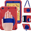 Case for iPad mini 5/4 with Screen Protector Pencil Holder [360 Rotating Hand Strap] &amp Stand Drop-Proof Case for iPad mini 5th/4th Generation 7.9 inch(Red)