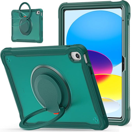 Batianda Ultimate Protective Case for New iPad 11th Generation 11 inch 2025 A16 Chip Sturdy Rugged Shockproof Silicone Tablet Cover with 360° Rotatable Ring Kickstand &amp Pencil Holder Teal