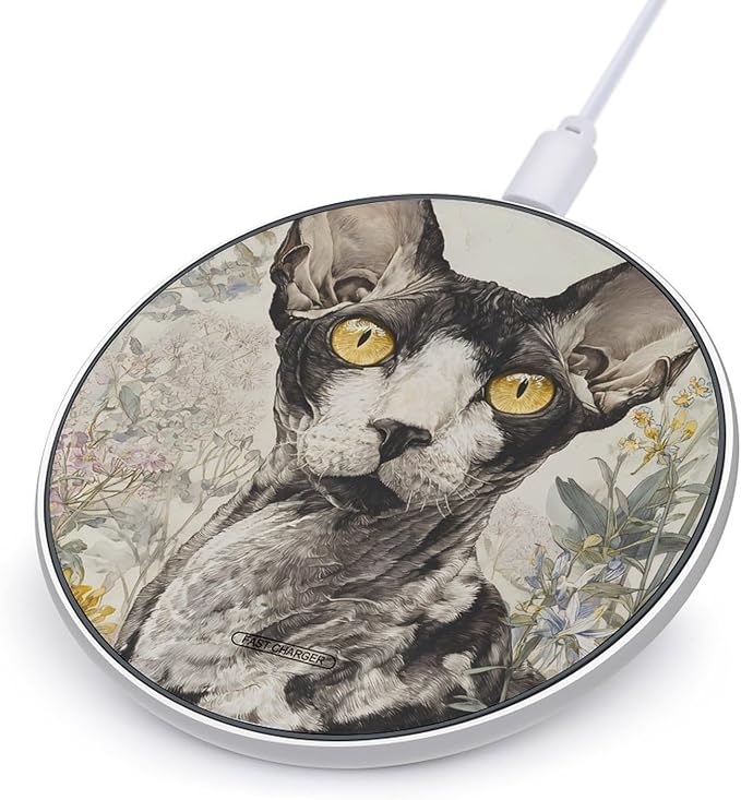 Cornish Rex Cat Fast Portable Charger 10W Funny Graphic Phone Charging Pad with USB Cable