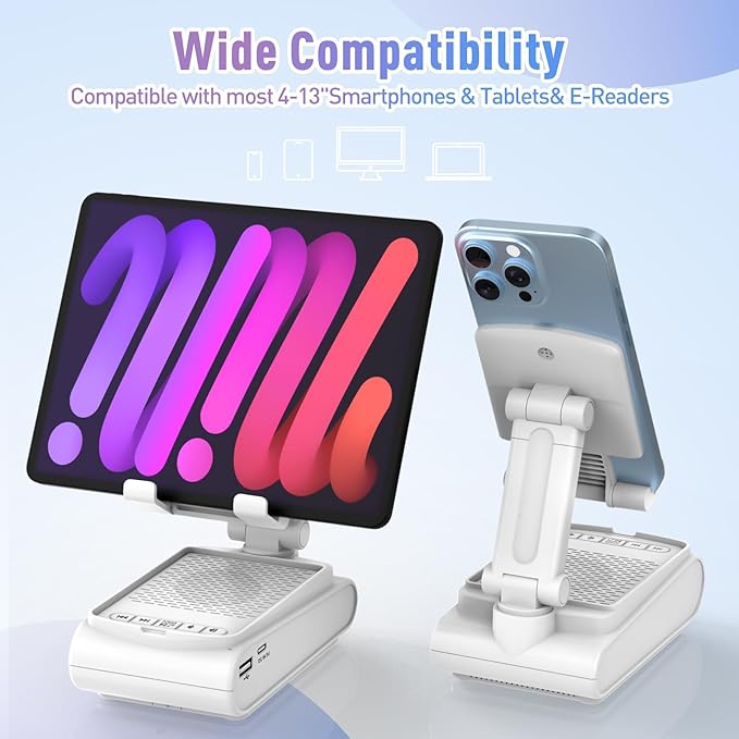 Gifts for Women Men Cell Phone Stand With Wireless Bluetooth Speaker Unique Gifts for Women Wife Mom Gifts for Christmas Stocking Stuffers for Women Adults Mom White Elephant Gifts for Adults