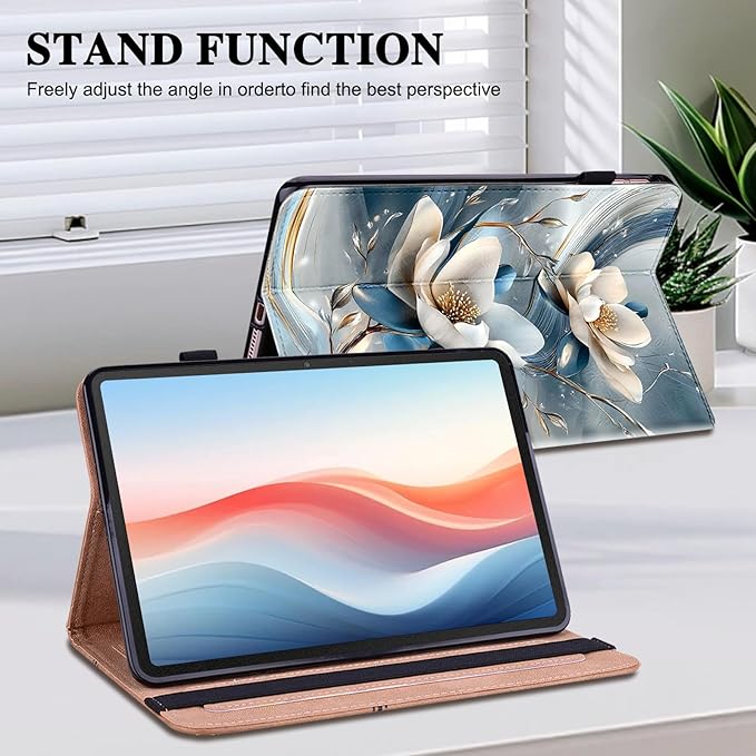 Case for Amazon Fire Max 11 Tablet (13th Generation 2023 Release)Cover with Multi-Angle Stand and Pen HolderMetal Flower