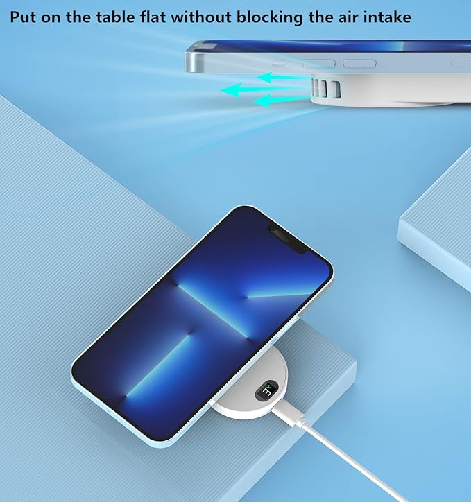 LONGFITE Phone Cooler Magnetic Ultra Thin Radiator with Semiconductor Fan Cooling Function and LED Temperature Display for Smartphone Gaming
