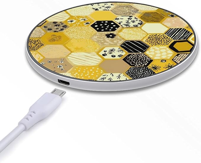 Honeycombs Floral Stripes Polka Dots Fast Portable Charger 10W Funny Graphic Phone Charging Pad with USB Cable