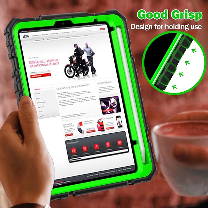 Grifobes Case for iPad mini 7 (A17 Pro) 2024 / Mini 6 2021 8.3 inch Heavy Duty Shockproof Rugged Cover with Pencil Holder Stand for I Pad Mini 7th/6th Gen 8.3 Case (Black+Green)