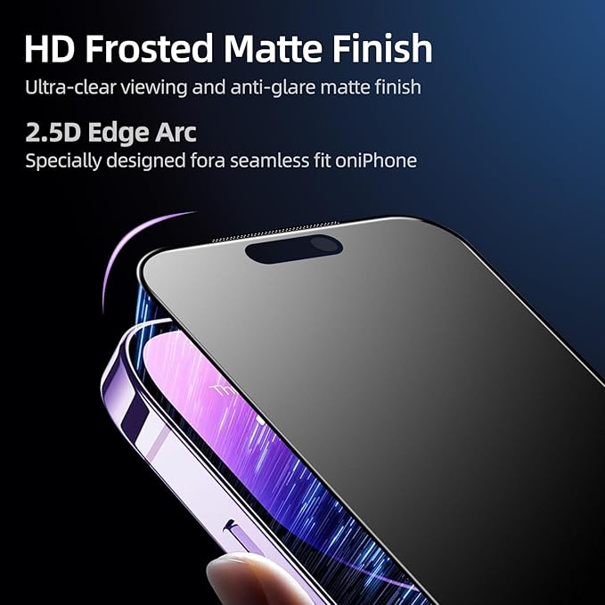 2-Pack Matte Anti-Glare Privacy Screen Protector for iPhone | Dust-Install Design | Anti-Spy Tempered Glass | Blue Light Blocking | HD Clear &amp Scratch Resistant (iPhone 17 Pro)