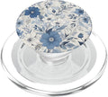 White Blue Floral Pattern PopSockets PopGrip for MagSafe