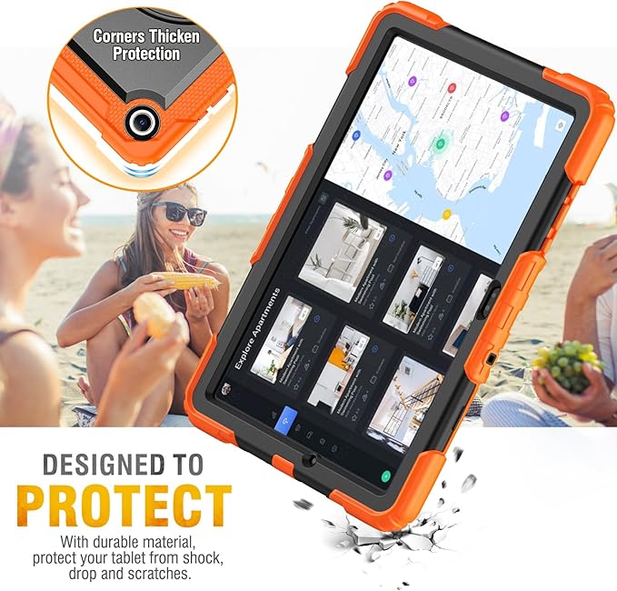 HXCASEAC Case for Samsung Galaxy Tab A11+ Plus 11 Inch Protective with Screen Protector/Hand Strap/Pen Holder Sturdy Shockproof for Samsung A11 Plus Tablet Case 5G SM-X230 SM-X236 SM-X238U - Orange